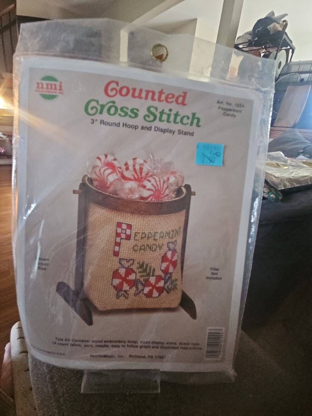 Peppermint Candy Display Stand NeedleMagic Counted Cross Stitch Kit #1224 Opened